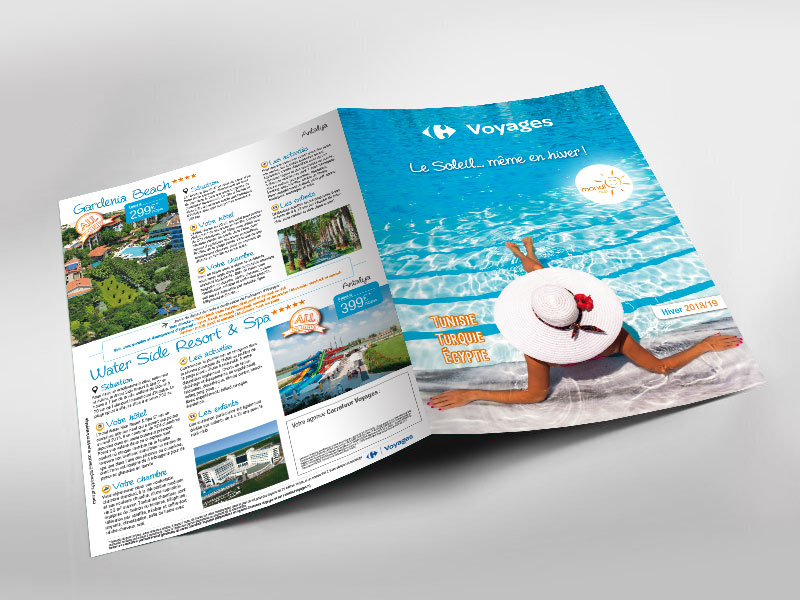 Graphiste indépendant, création et  mise en page de brochure voyages vacances tourisme