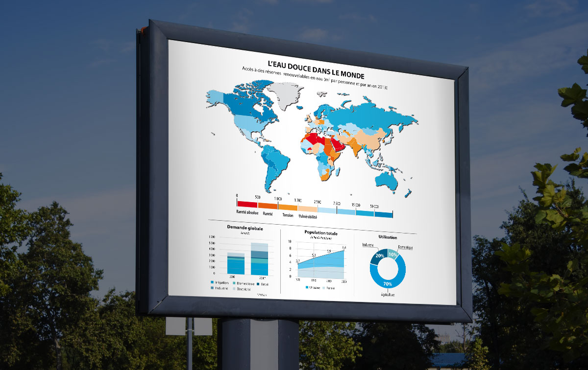 Graphiste indépendant, création et mise en page de cartographies et infographies, carte du monde