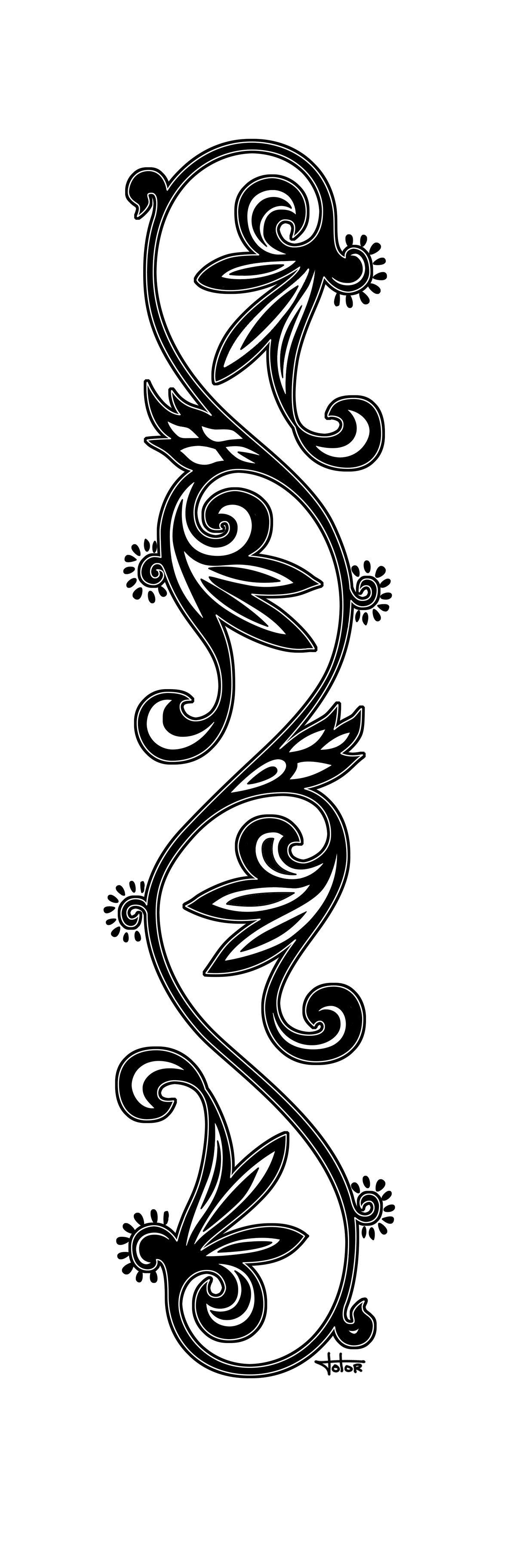 Graphiste indépendant, création d'illustrations pour tatouage avec ornementation florale
