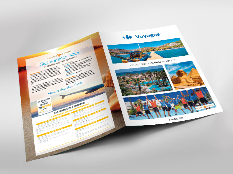 Graphiste indépendant, création et  mise en page de brochure vacances voyages tourisme