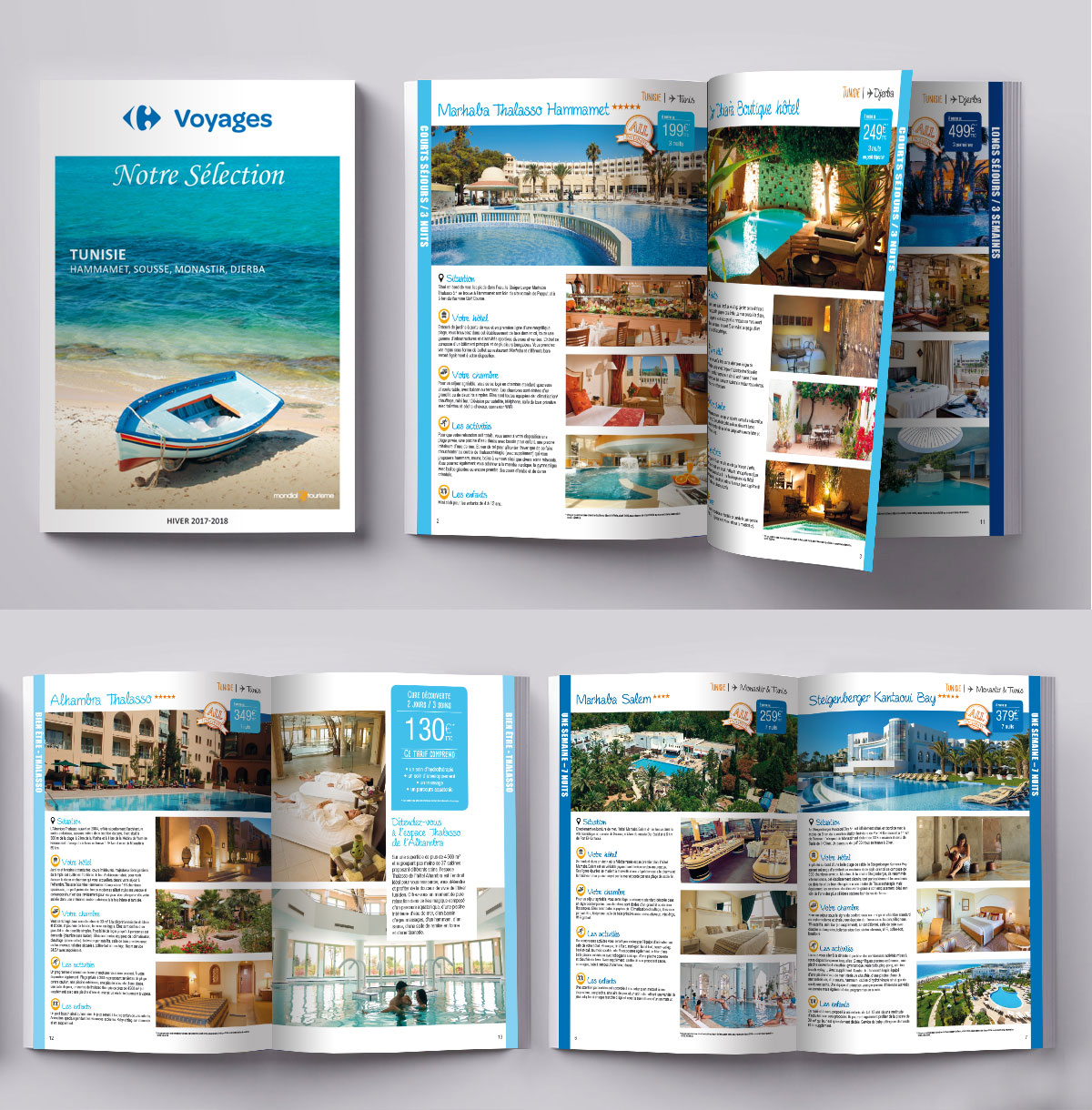 Graphiste indépendant, création et  mise en page de brochure voyages tourisme
