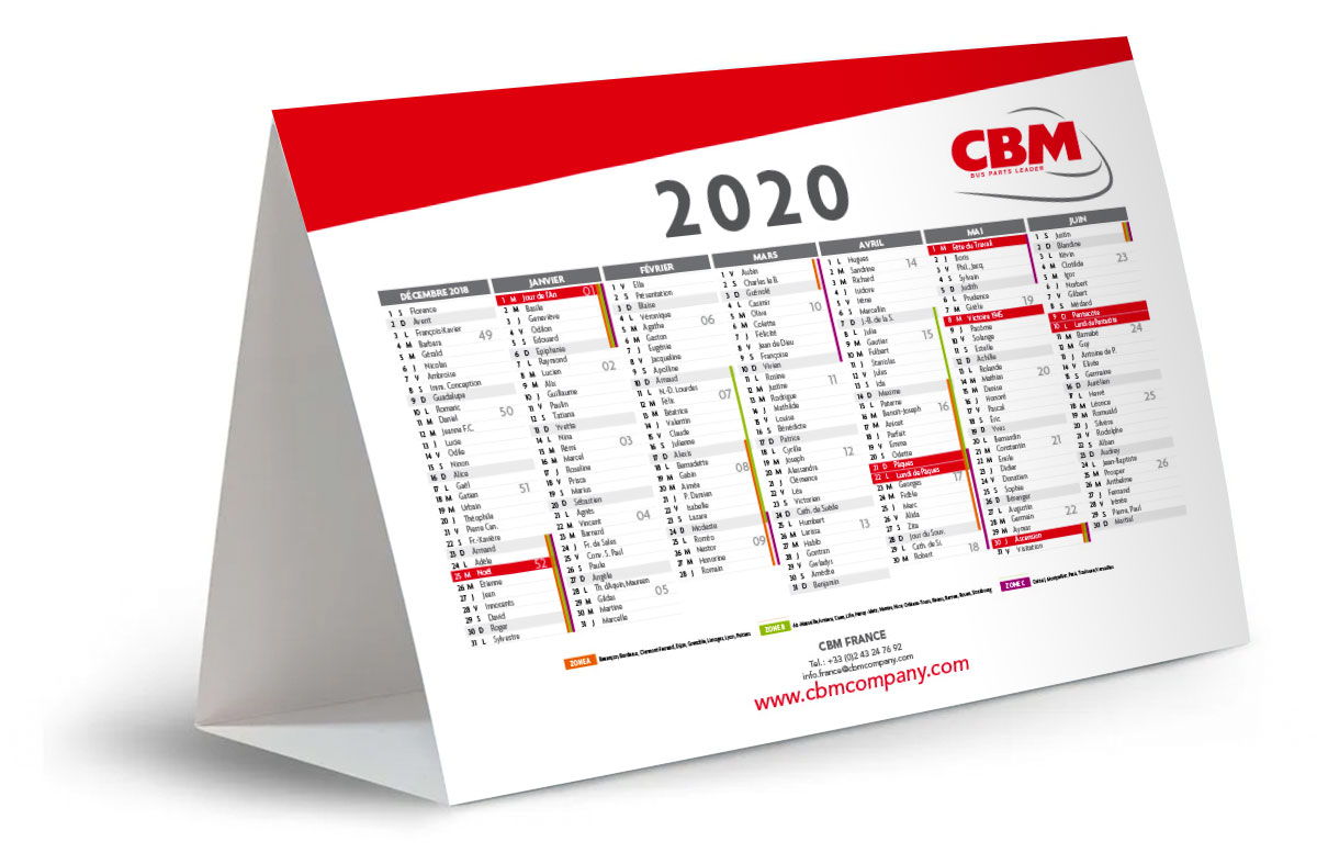 Graphiste indépendant, création et mise en page communication pour calendrier chevalet