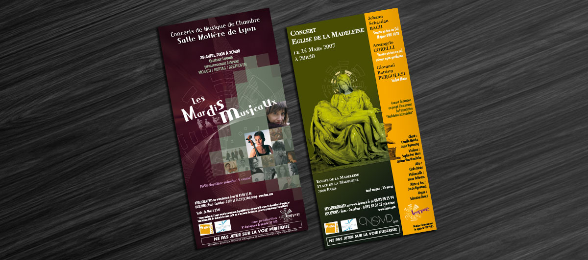 Graphiste indépendant, création et mise en page de flyers concert de musique classique