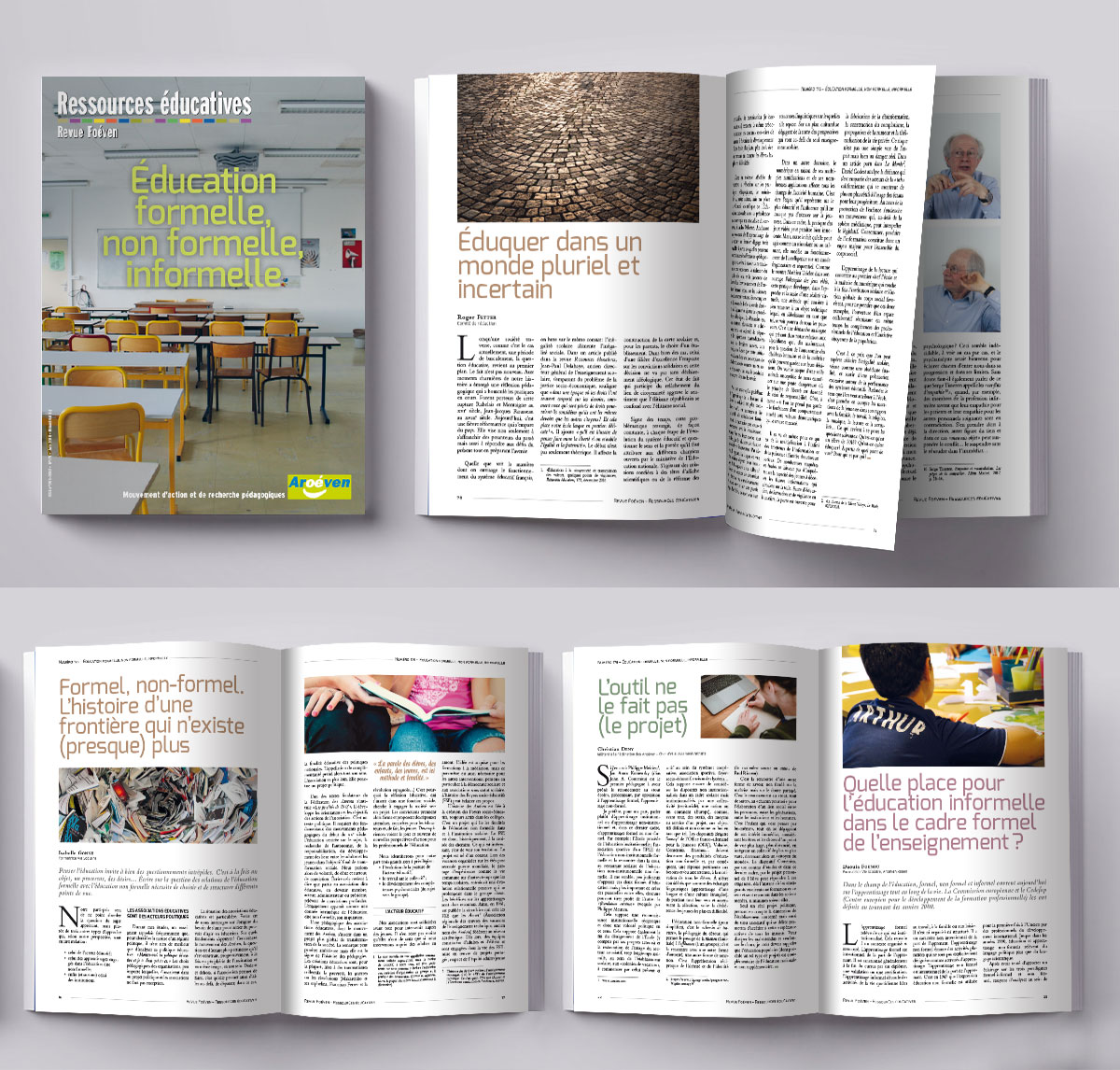Graphiste indépendant, création et mise en page de revues fournissant des ressources sur l'éducation